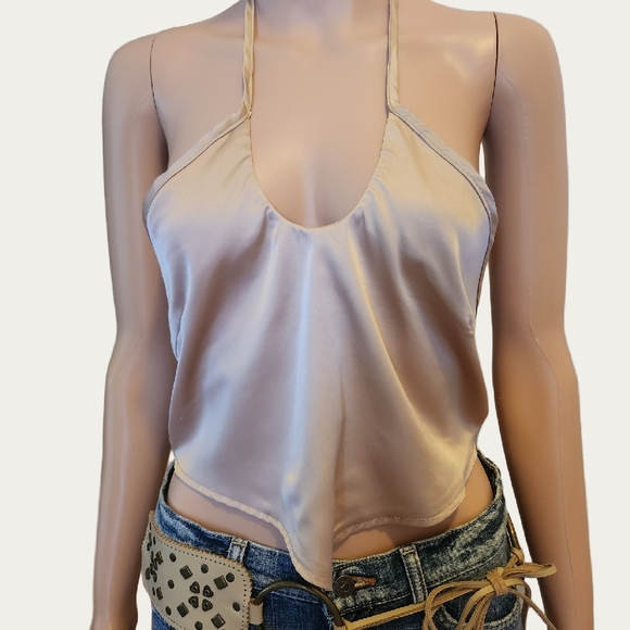 Princess Polly BEIGE/Rose Asymmetrical Backless Crop Top NWT - Picture 8 of 9